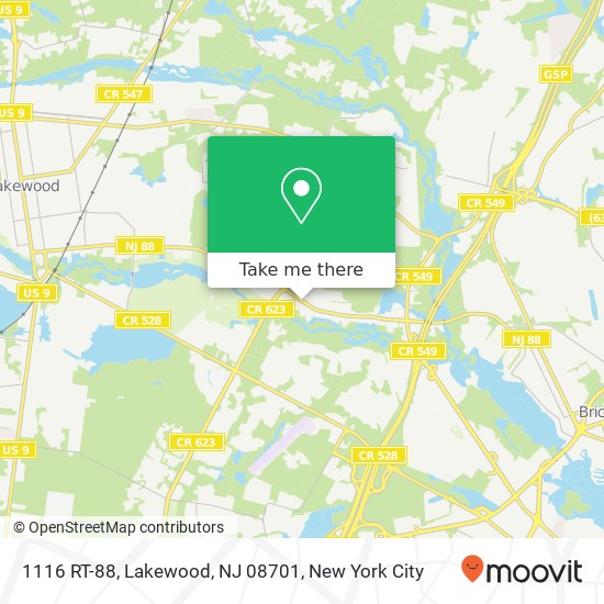 Mapa de 1116 RT-88, Lakewood, NJ 08701