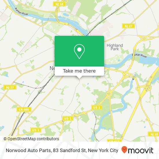 Mapa de Norwood Auto Parts, 83 Sandford St