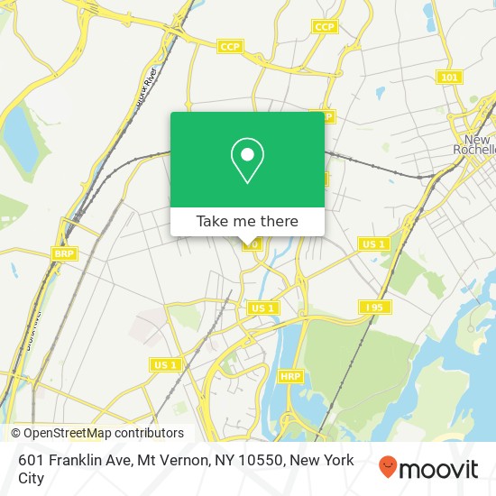 Mapa de 601 Franklin Ave, Mt Vernon, NY 10550