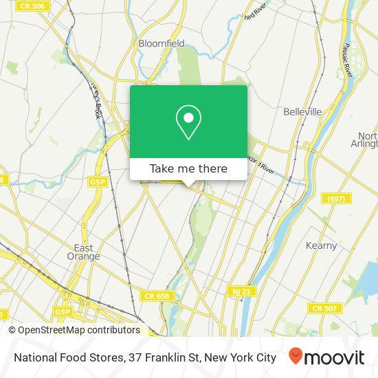 Mapa de National Food Stores, 37 Franklin St