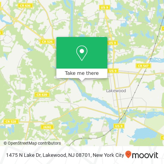 Mapa de 1475 N Lake Dr, Lakewood, NJ 08701