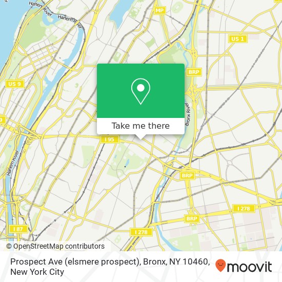 Mapa de Prospect Ave (elsmere prospect), Bronx, NY 10460