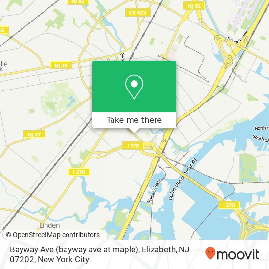 Bayway Ave (bayway ave at maple), Elizabeth, NJ 07202 map