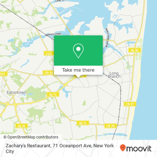 Zachary's Restaurant, 71 Oceanport Ave map