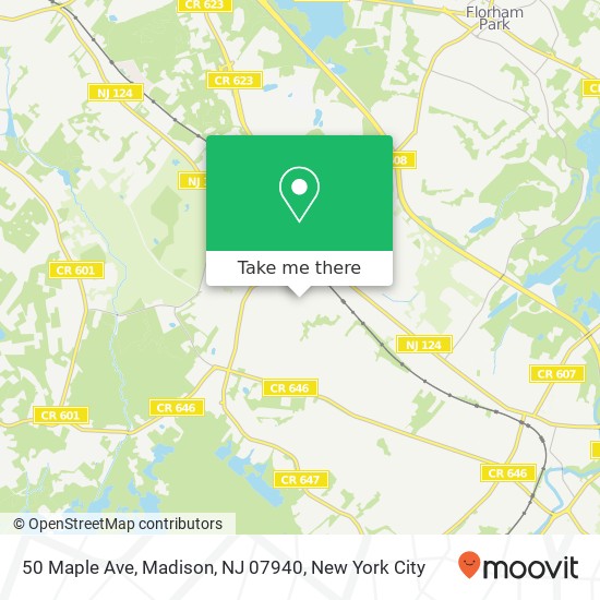 Mapa de 50 Maple Ave, Madison, NJ 07940