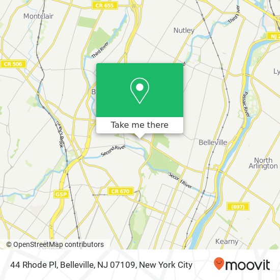 Mapa de 44 Rhode Pl, Belleville, NJ 07109