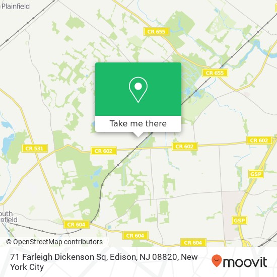 Mapa de 71 Farleigh Dickenson Sq, Edison, NJ 08820