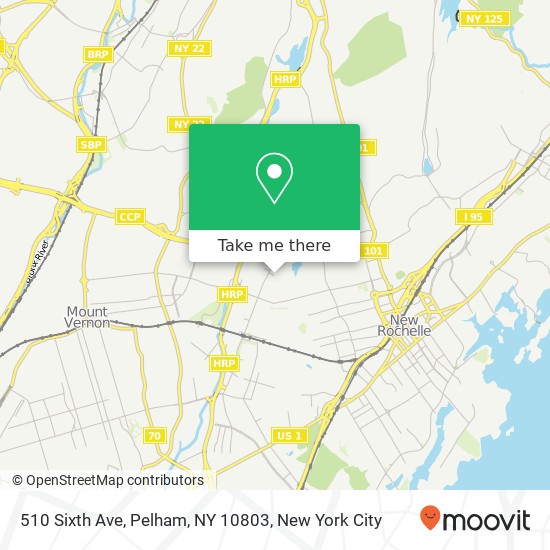 Mapa de 510 Sixth Ave, Pelham, NY 10803