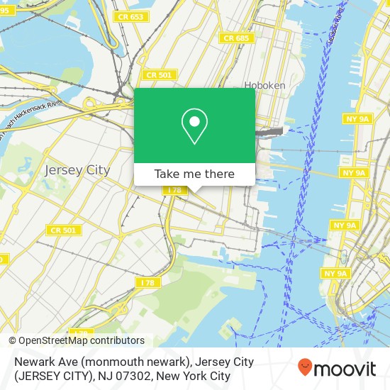 Newark Ave (monmouth newark), Jersey City (JERSEY CITY), NJ 07302 map