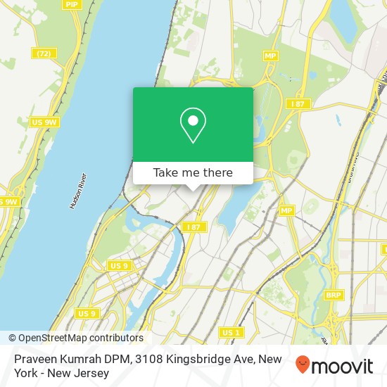 Mapa de Praveen Kumrah DPM, 3108 Kingsbridge Ave