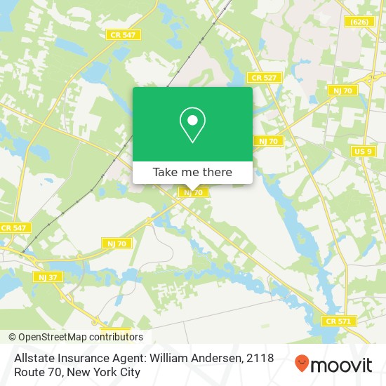 Allstate Insurance Agent: William Andersen, 2118 Route 70 map