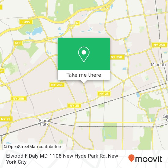 Mapa de Elwood F Daly MD, 1108 New Hyde Park Rd