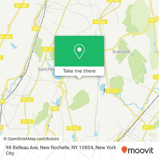 Mapa de 98 Belleau Ave, New Rochelle, NY 10804