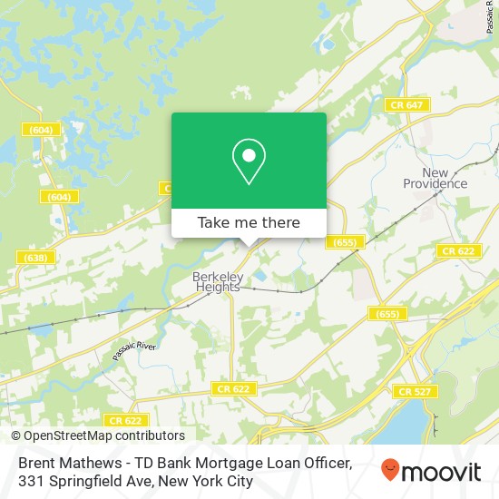 Mapa de Brent Mathews - TD Bank Mortgage Loan Officer, 331 Springfield Ave