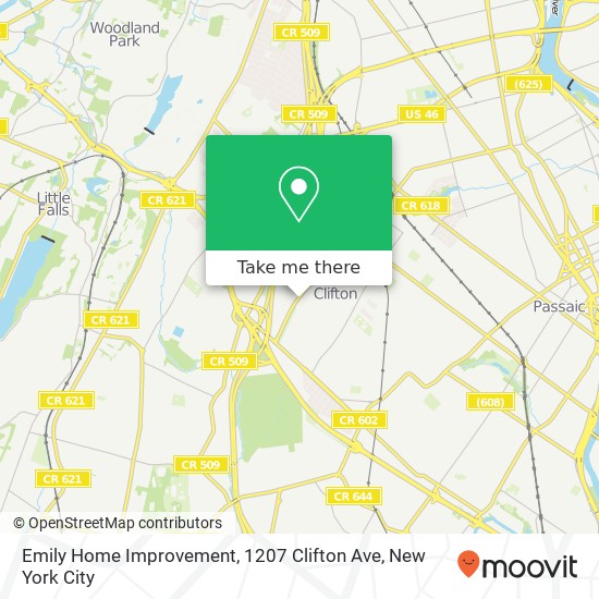 Mapa de Emily Home Improvement, 1207 Clifton Ave