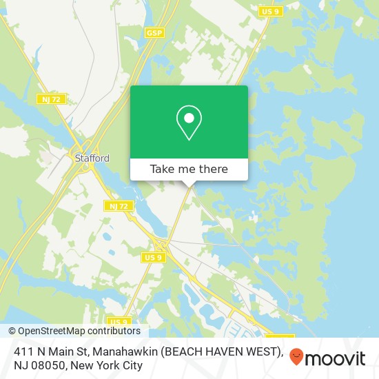 Mapa de 411 N Main St, Manahawkin (BEACH HAVEN WEST), NJ 08050