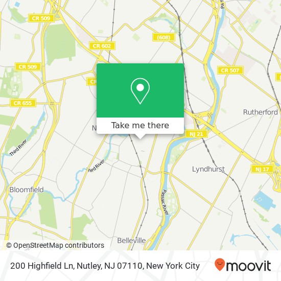 Mapa de 200 Highfield Ln, Nutley, NJ 07110