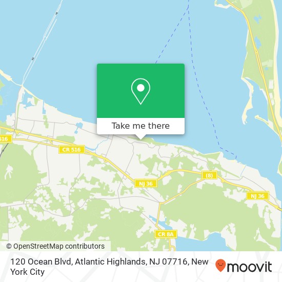 Mapa de 120 Ocean Blvd, Atlantic Highlands, NJ 07716