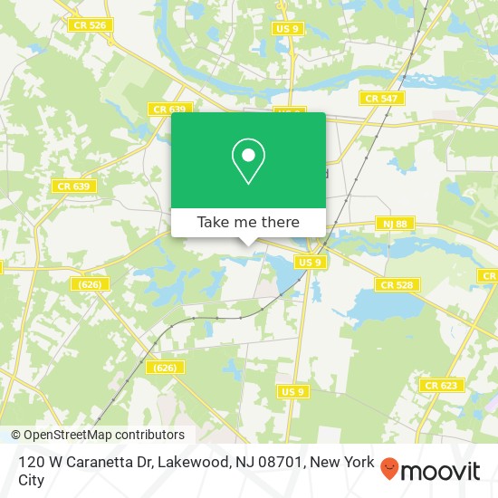 Mapa de 120 W Caranetta Dr, Lakewood, NJ 08701