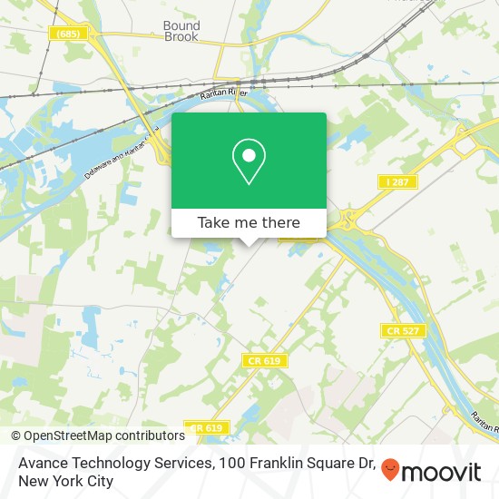 Mapa de Avance Technology Services, 100 Franklin Square Dr