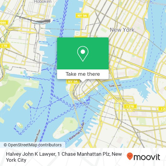 Halvey John K Lawyer, 1 Chase Manhattan Plz map