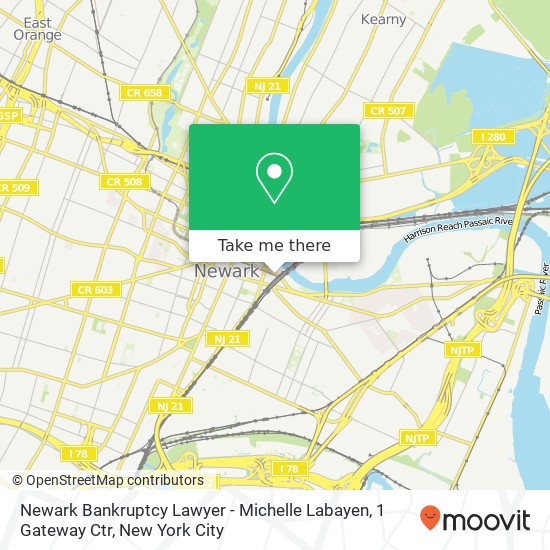 Mapa de Newark Bankruptcy Lawyer - Michelle Labayen, 1 Gateway Ctr