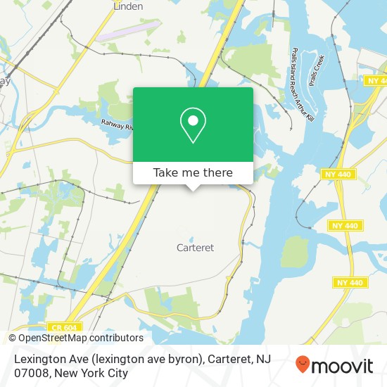 Mapa de Lexington Ave (lexington ave byron), Carteret, NJ 07008