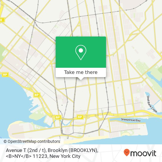 Mapa de Avenue T (2nd / t), Brooklyn (BROOKLYN), <B>NY< / B> 11223