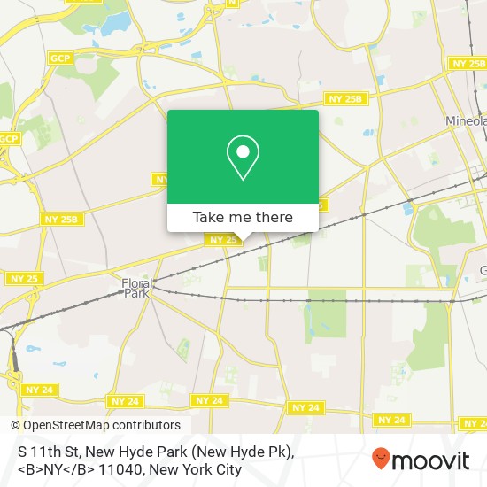 Mapa de S 11th St, New Hyde Park (New Hyde Pk), <B>NY< / B> 11040