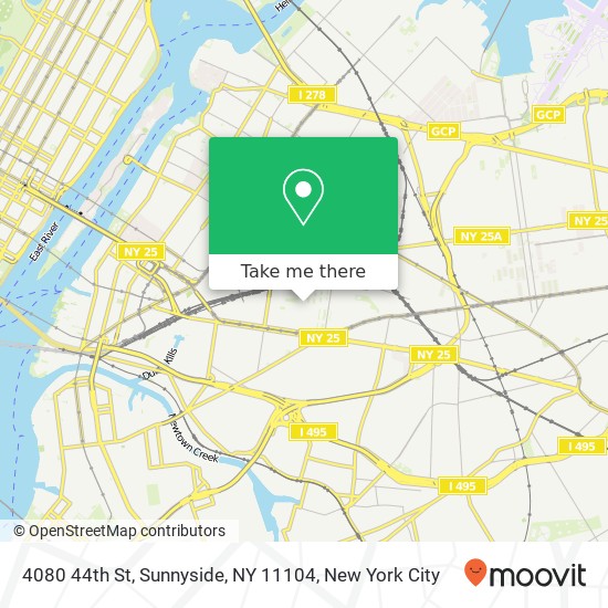 Mapa de 4080 44th St, Sunnyside, NY 11104