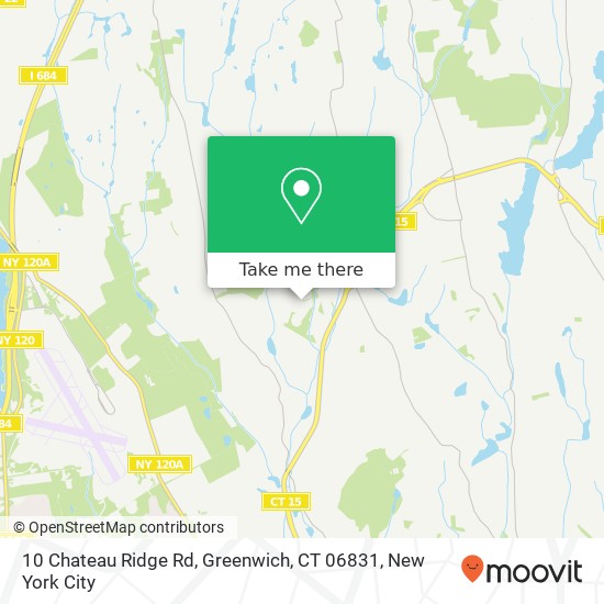 Mapa de 10 Chateau Ridge Rd, Greenwich, CT 06831