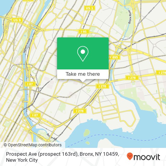 Mapa de Prospect Ave (prospect 163rd), Bronx, NY 10459