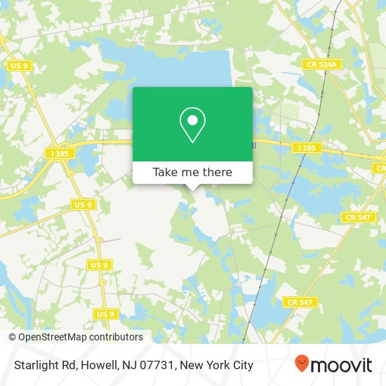 Mapa de Starlight Rd, Howell, NJ 07731