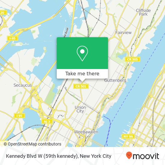 Mapa de Kennedy Blvd W (59th kennedy), West New York, NJ 07093