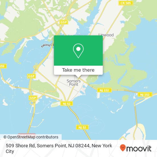 Mapa de 509 Shore Rd, Somers Point, NJ 08244