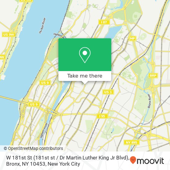 W 181st St (181st st / Dr Martin Luther King Jr Blvd), Bronx, NY 10453 map