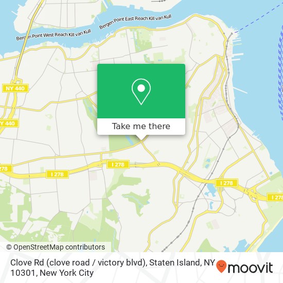 Mapa de Clove Rd (clove road / victory blvd), Staten Island, NY 10301