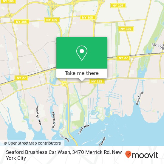 Mapa de Seaford Brushless Car Wash, 3470 Merrick Rd