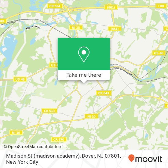 Mapa de Madison St (madison academy), Dover, NJ 07801