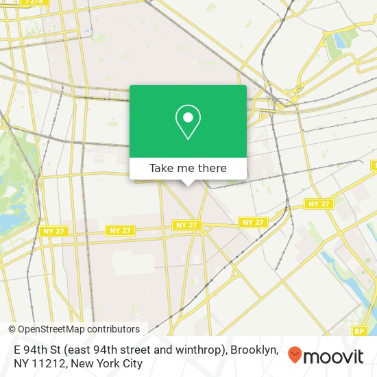 Mapa de E 94th St (east 94th street and winthrop), Brooklyn, NY 11212