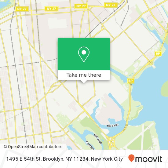 Mapa de 1495 E 54th St, Brooklyn, NY 11234