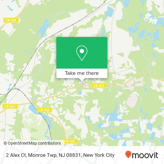 Mapa de 2 Alex Ct, Monroe Twp, NJ 08831