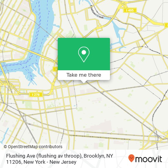 Mapa de Flushing Ave (flushing av throop), Brooklyn, NY 11206