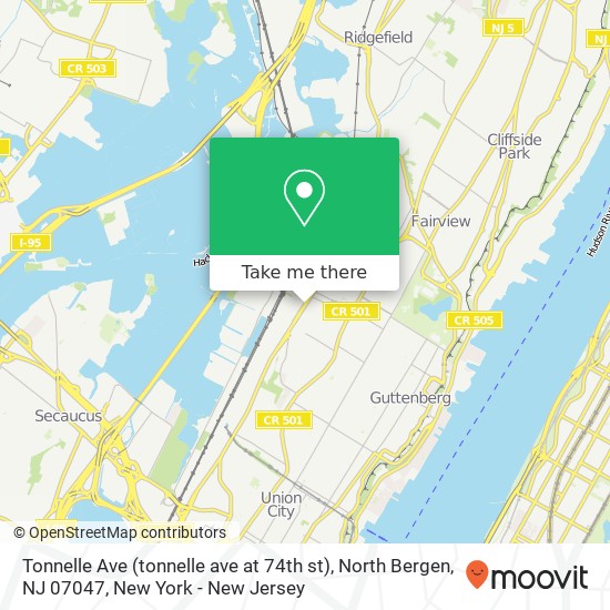 Mapa de Tonnelle Ave (tonnelle ave at 74th st), North Bergen, NJ 07047