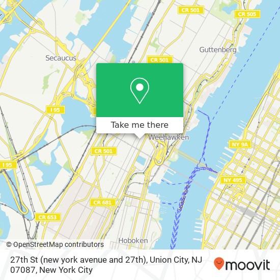Mapa de 27th St (new york avenue and 27th), Union City, NJ 07087