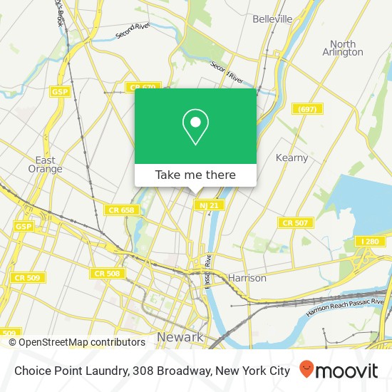 Mapa de Choice Point Laundry, 308 Broadway