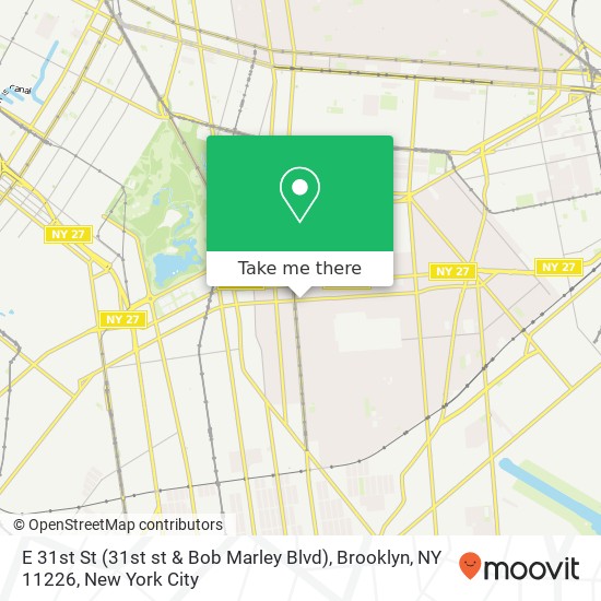 Mapa de E 31st St (31st st & Bob Marley Blvd), Brooklyn, NY 11226