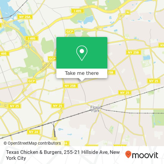 Mapa de Texas Chicken & Burgers, 255-21 Hillside Ave