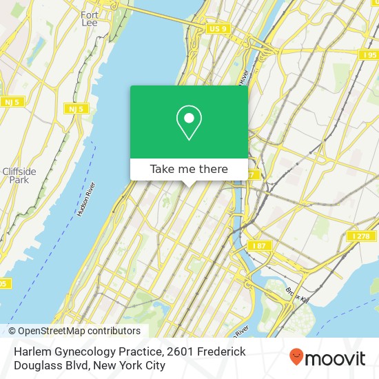 Mapa de Harlem Gynecology Practice, 2601 Frederick Douglass Blvd
