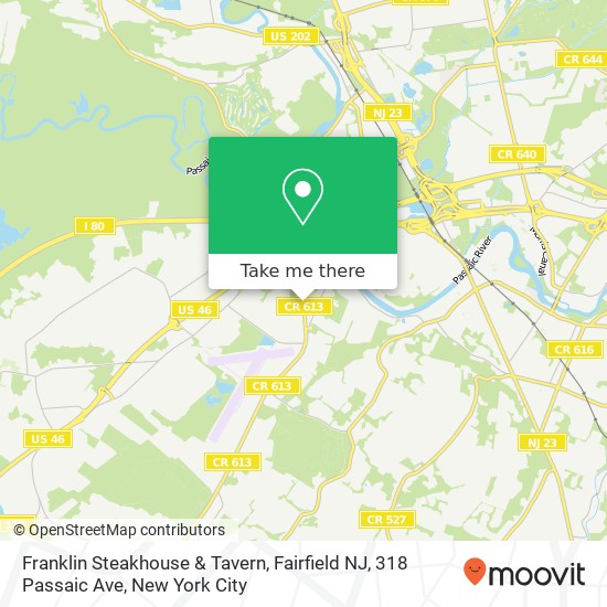 Franklin Steakhouse & Tavern, Fairfield NJ, 318 Passaic Ave map